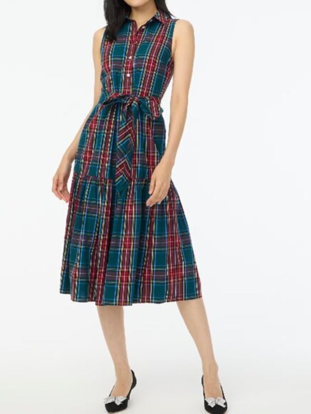 J. Crew Sleeveless Tartan Plaid Shirt Dress